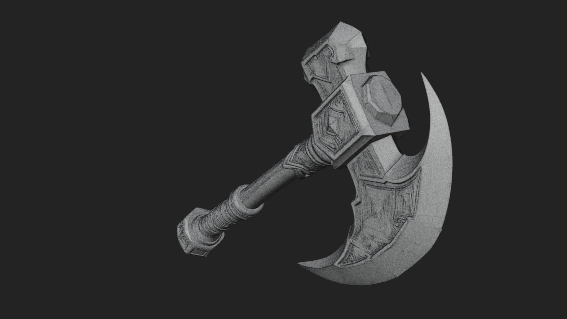 Dark Axe Head Staff Model Design 2 3D Print Model 3D Model
