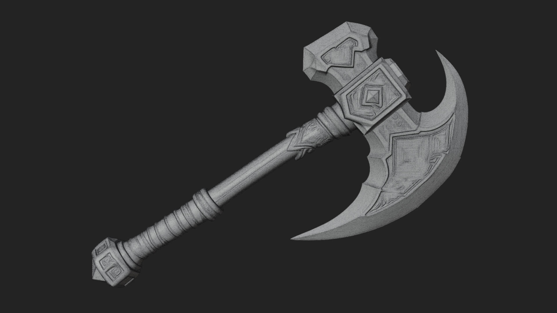 Dark Axe Head Staff Model Design 2 3D Print Model 3D Model