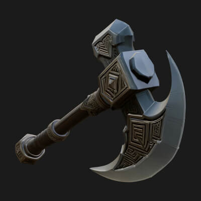 Dark Axe Head Staff Model Design 2 3D Print Model