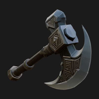 Dark Axe Head Staff Model Design 2 3D Print Model
