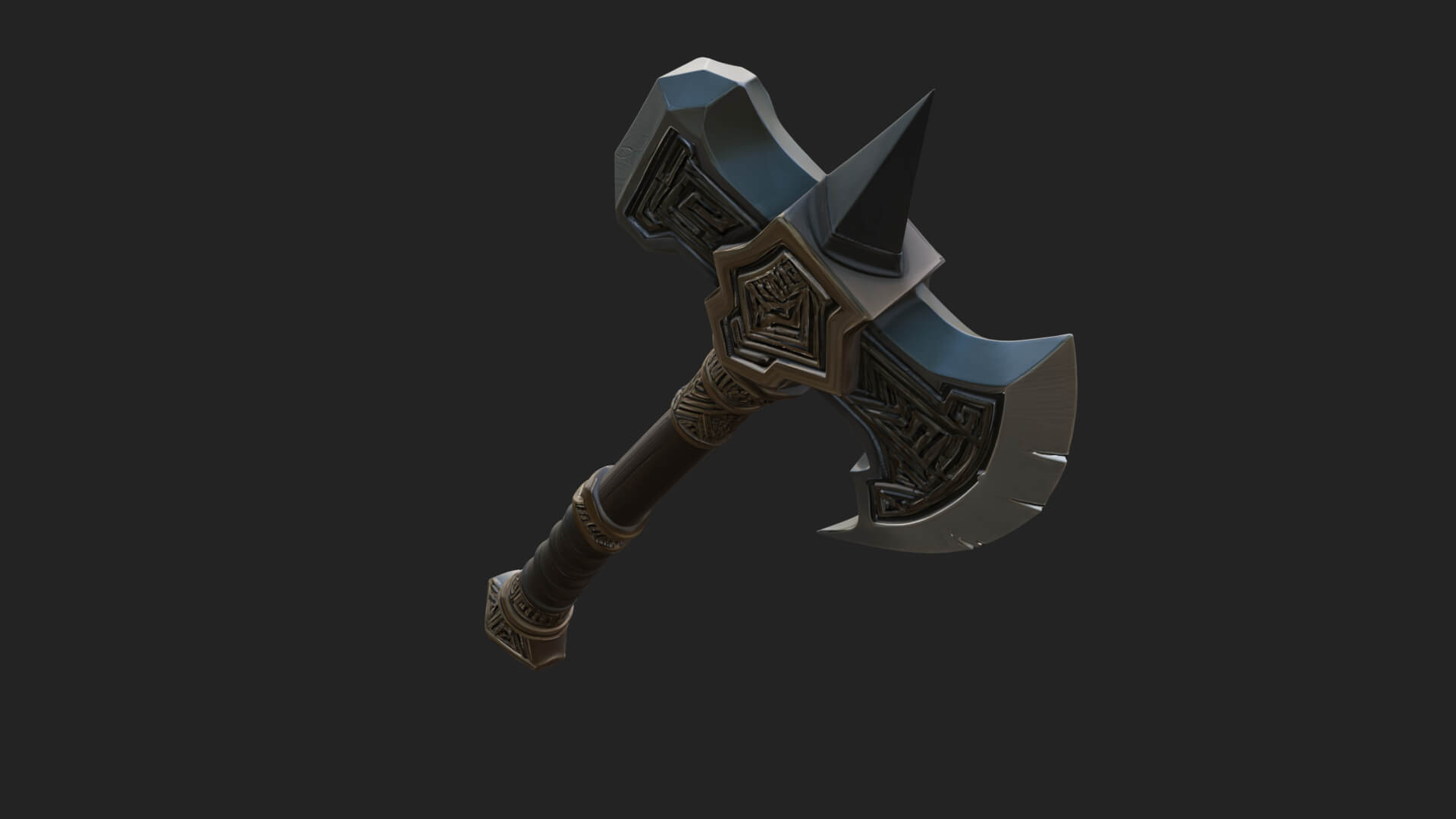 Dark Axe Head Staff Model Design 3 3D Print Model 3D Model