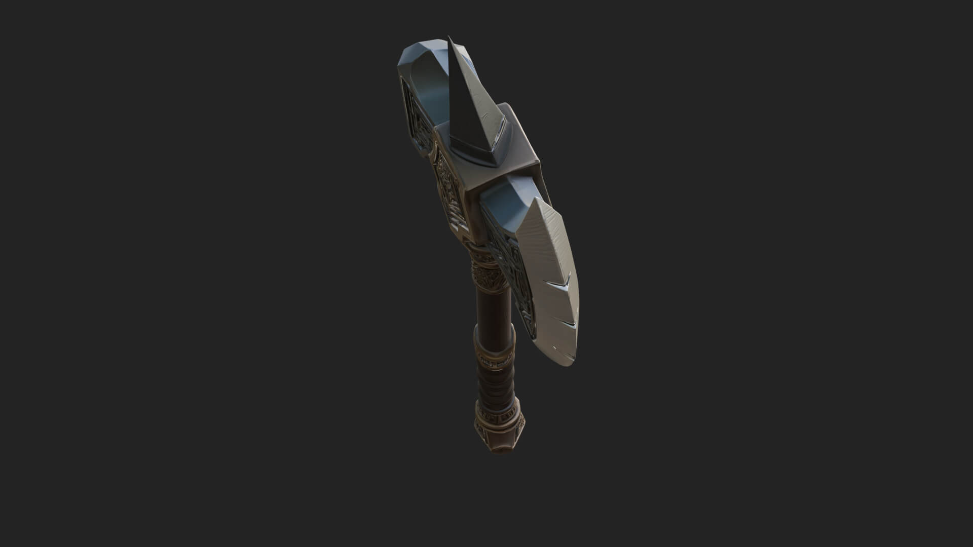 Dark Axe Head Staff Model Design 3 3D Print Model 3D Model