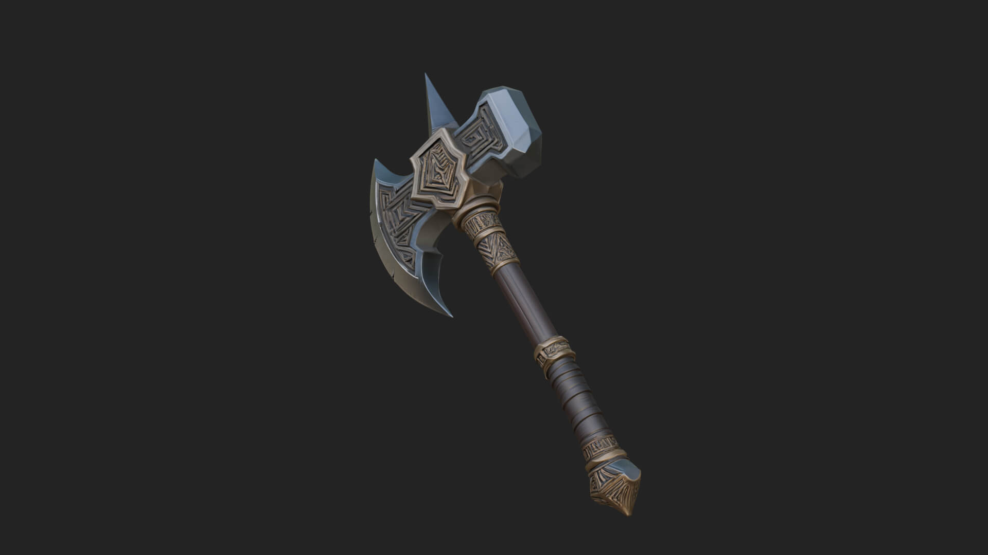 Dark Axe Head Staff Model Design 3 3D Print Model 3D Model