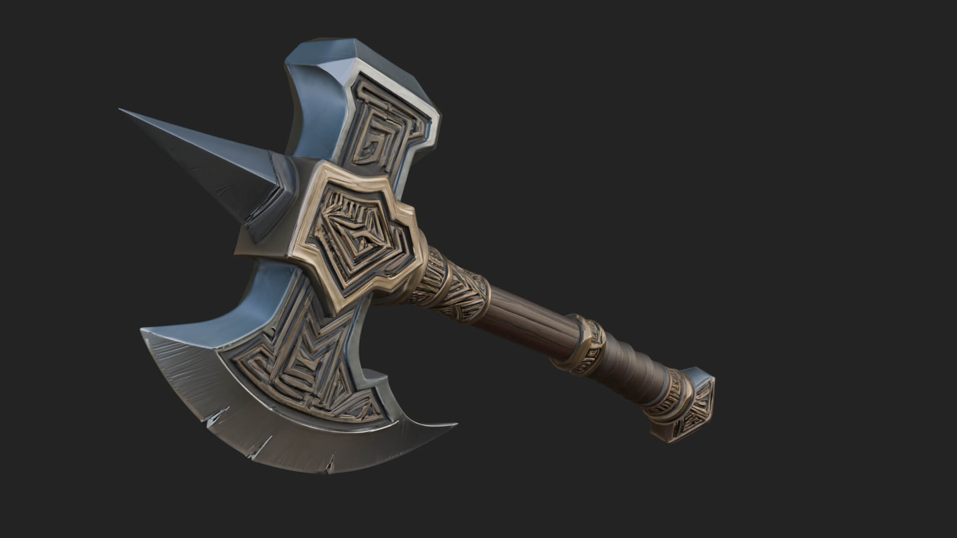 Dark Axe Head Staff Model Design 3 3D Print Model 3D Model