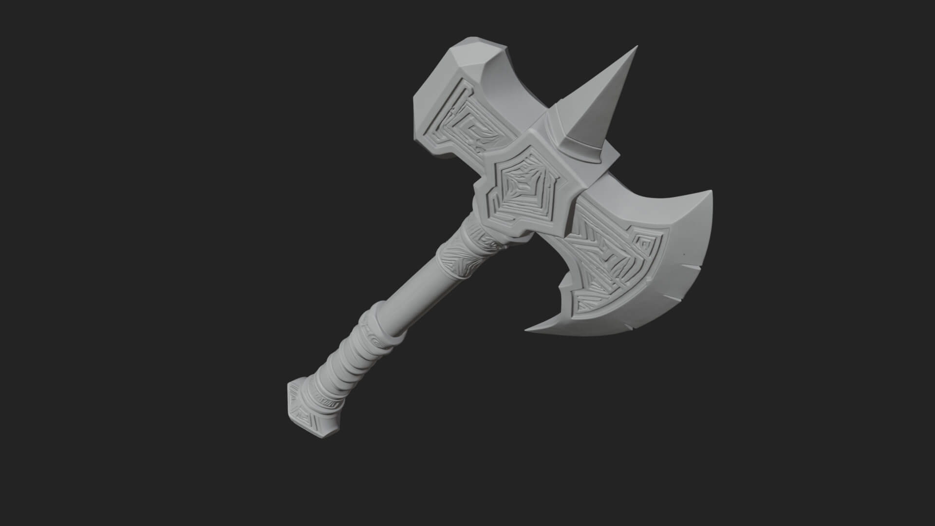 Dark Axe Head Staff Model Design 3 3D Print Model 3D Model