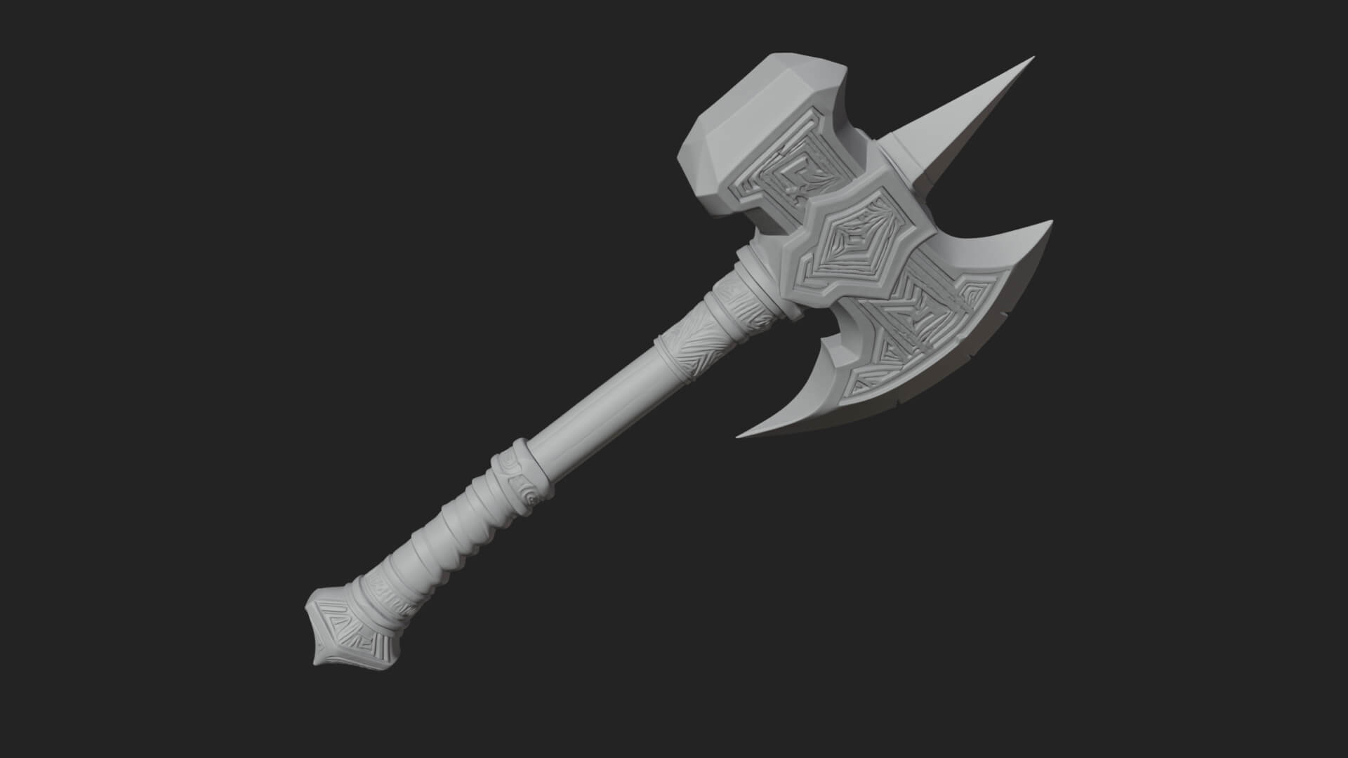 Dark Axe Head Staff Model Design 3 3D Print Model 3D Model