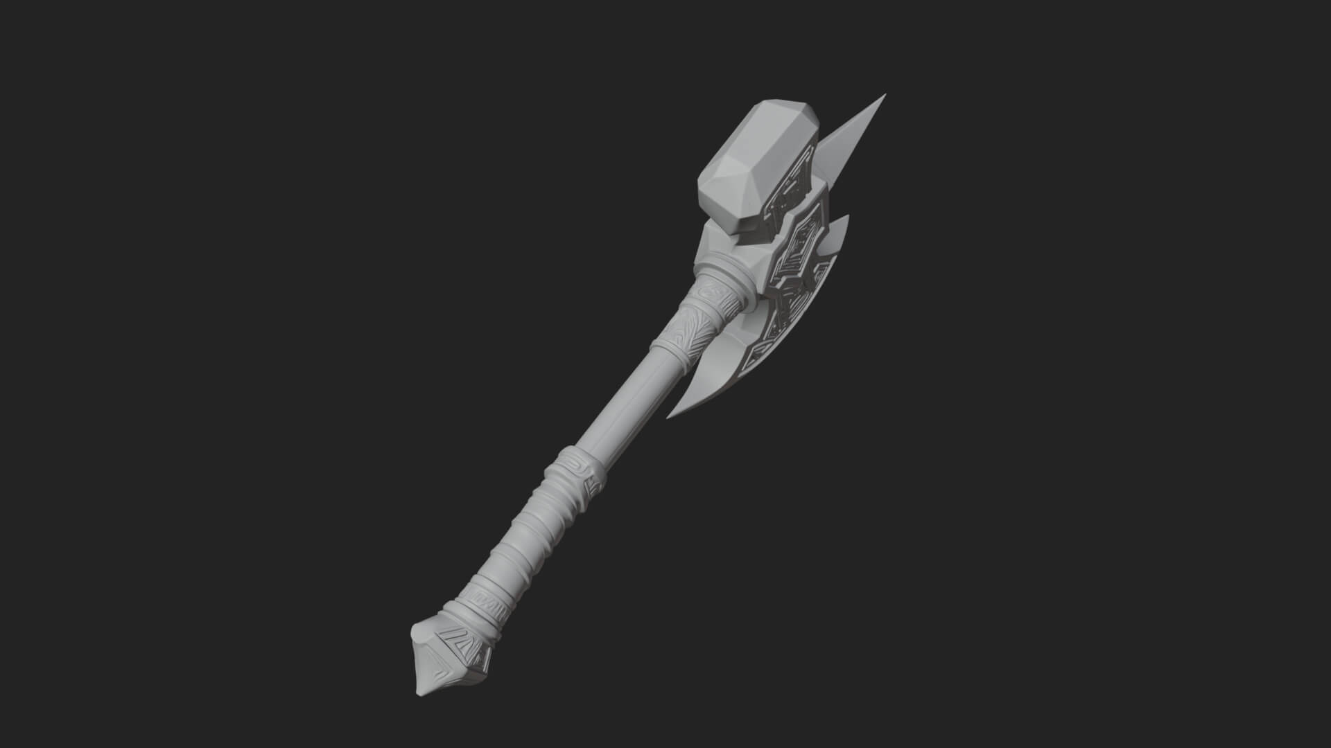 Dark Axe Head Staff Model Design 3 3D Print Model 3D Model