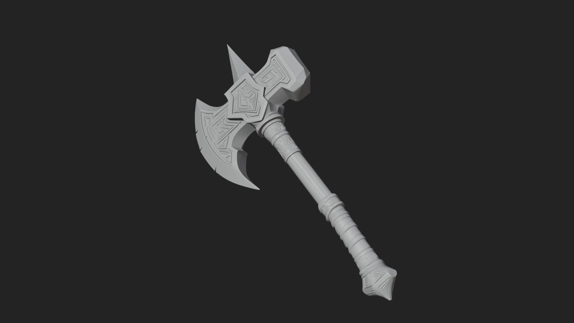 Dark Axe Head Staff Model Design 3 3D Print Model 3D Model