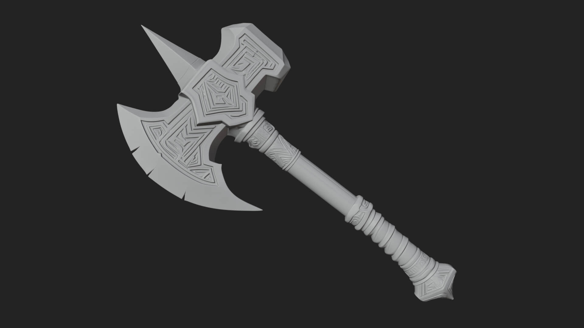 Dark Axe Head Staff Model Design 3 3D Print Model 3D Model