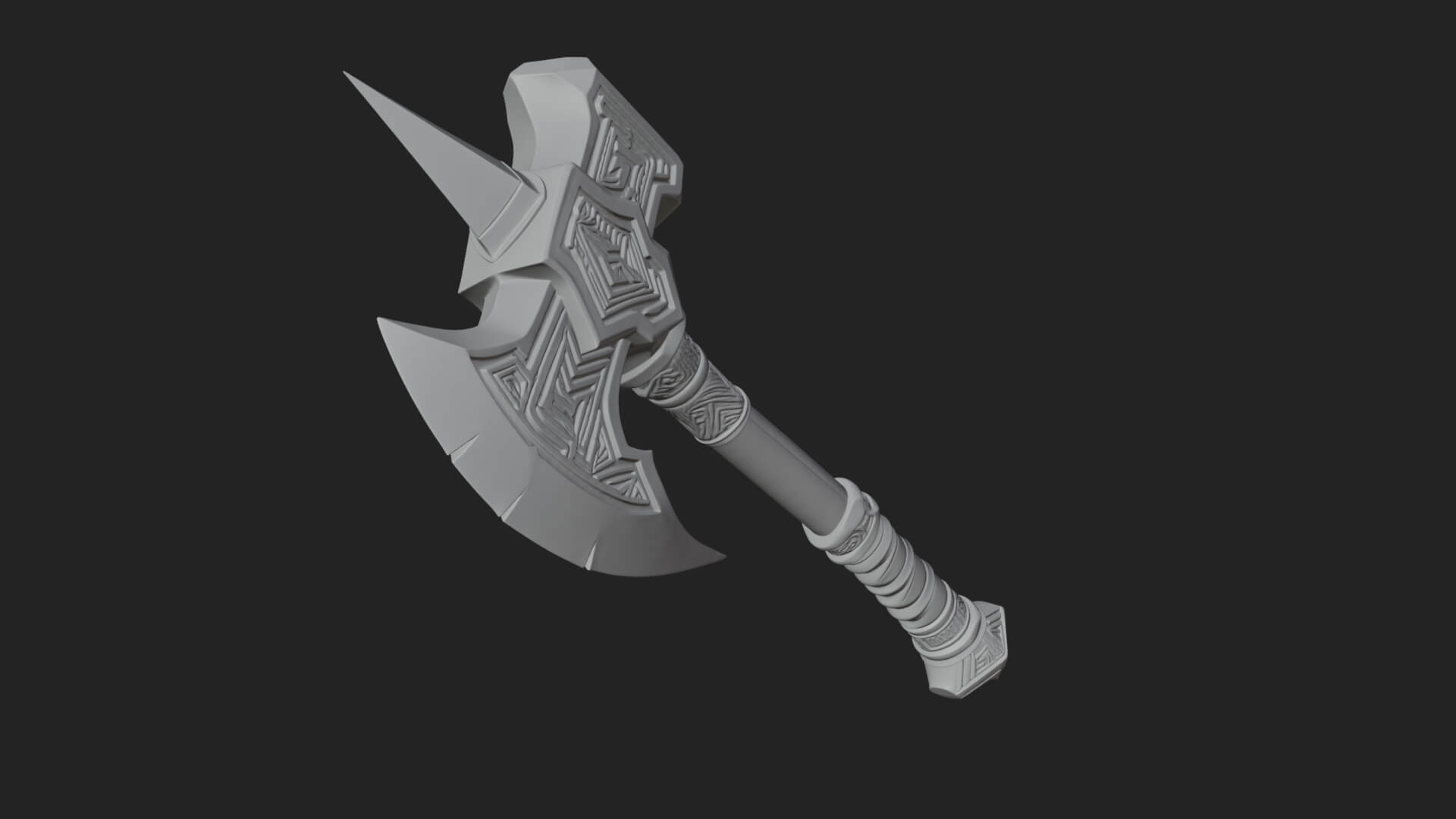 Dark Axe Head Staff Model Design 3 3D Print Model 3D Model