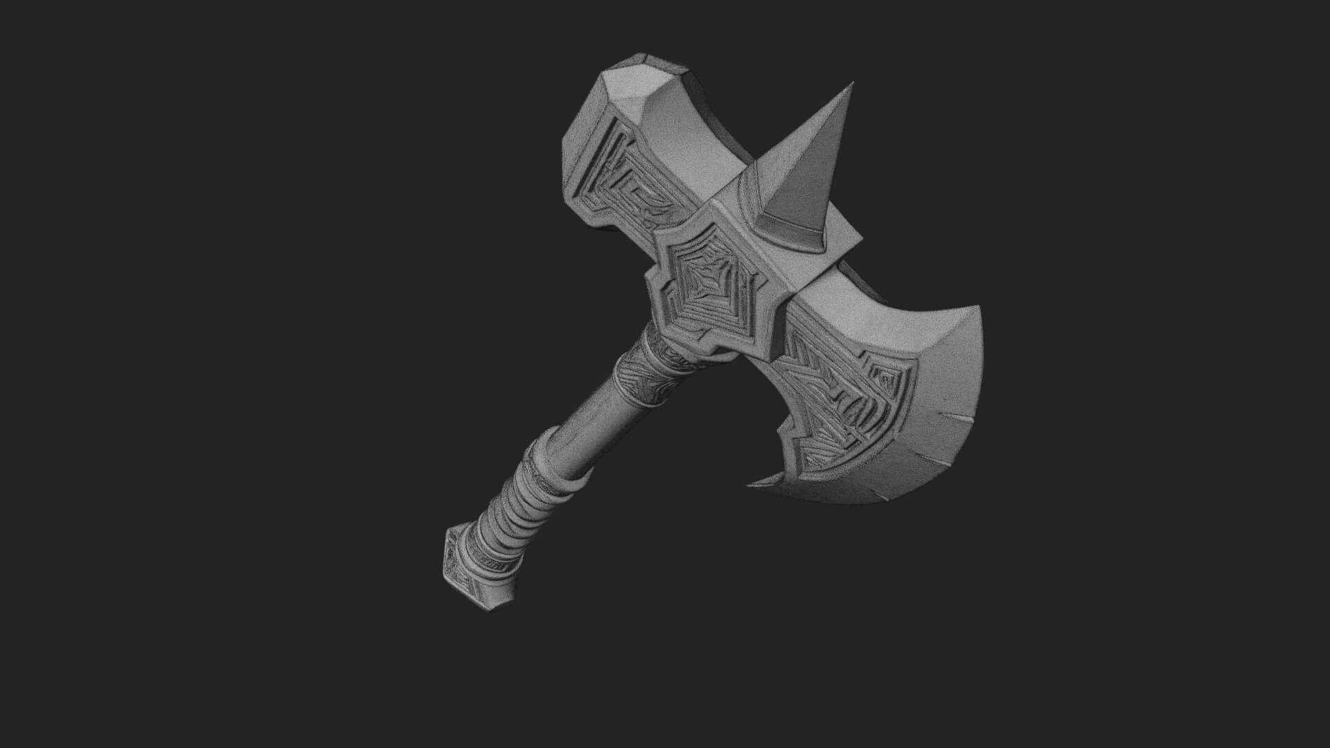 Dark Axe Head Staff Model Design 3 3D Print Model 3D Model