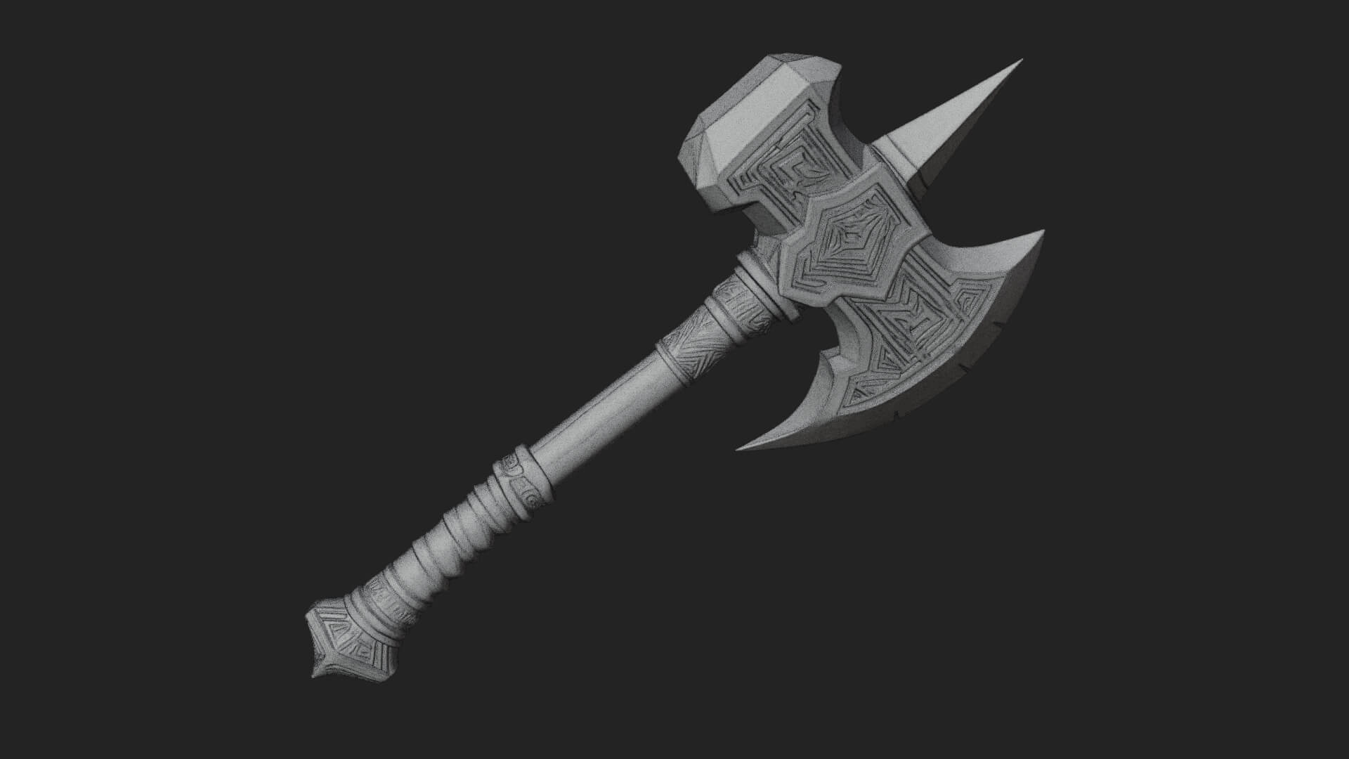 Dark Axe Head Staff Model Design 3 3D Print Model 3D Model