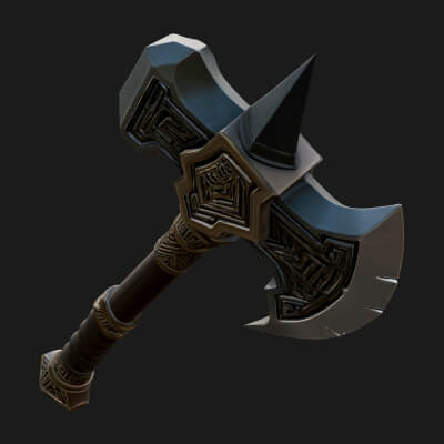 Dark Axe Head Staff Model Design 3 3D Print Model