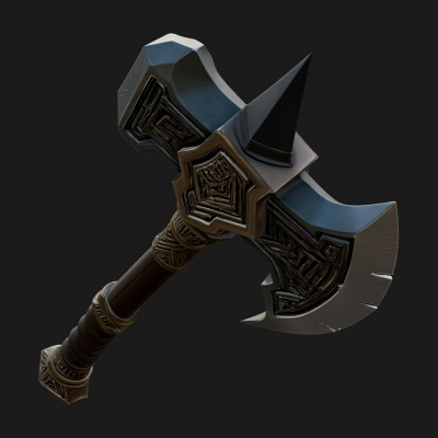 Dark Axe Head Staff Model Design 3 3D Print Model