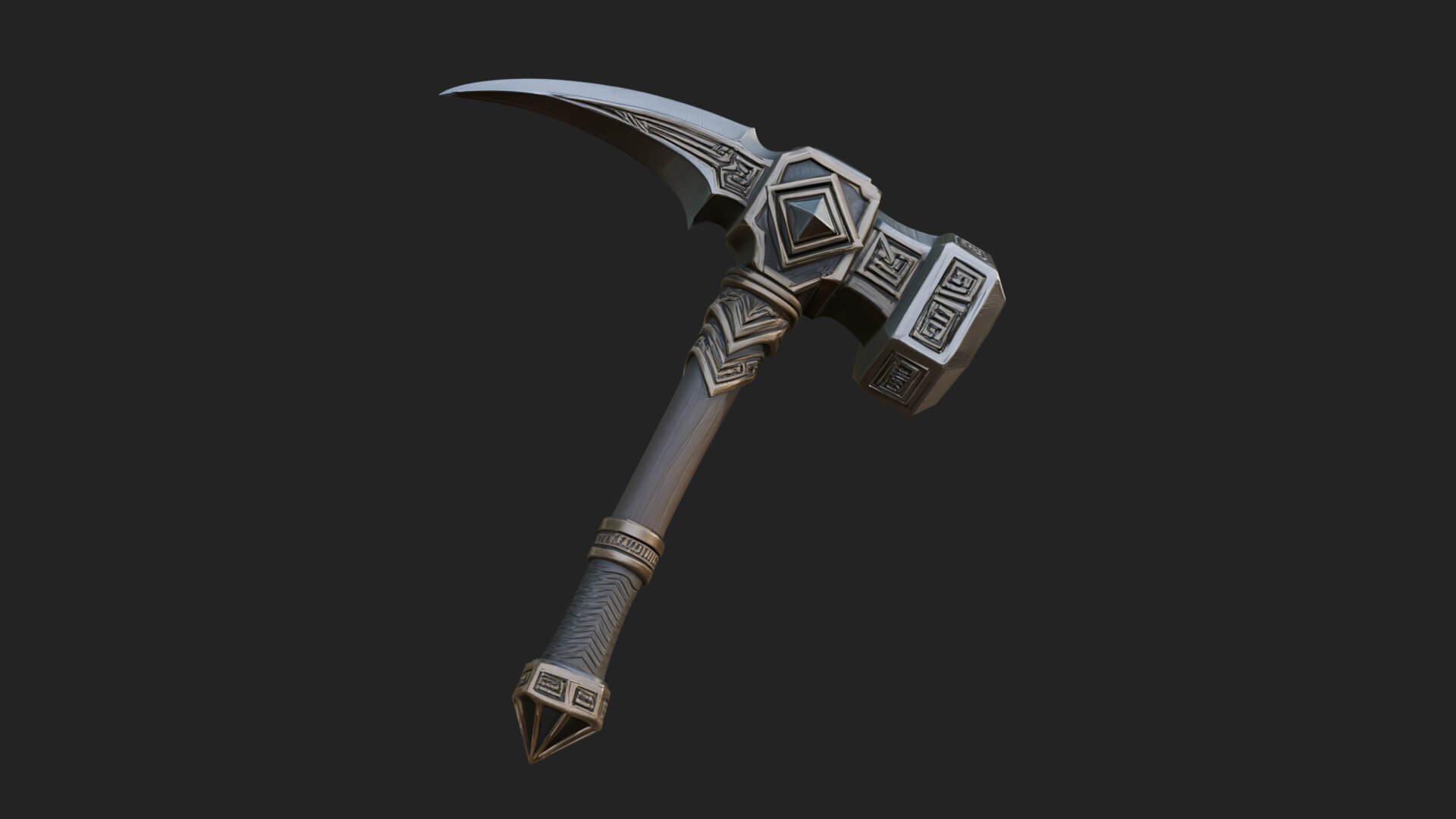 Dark Axe Head Staff Model Design 4 3D Print Model 3D Model