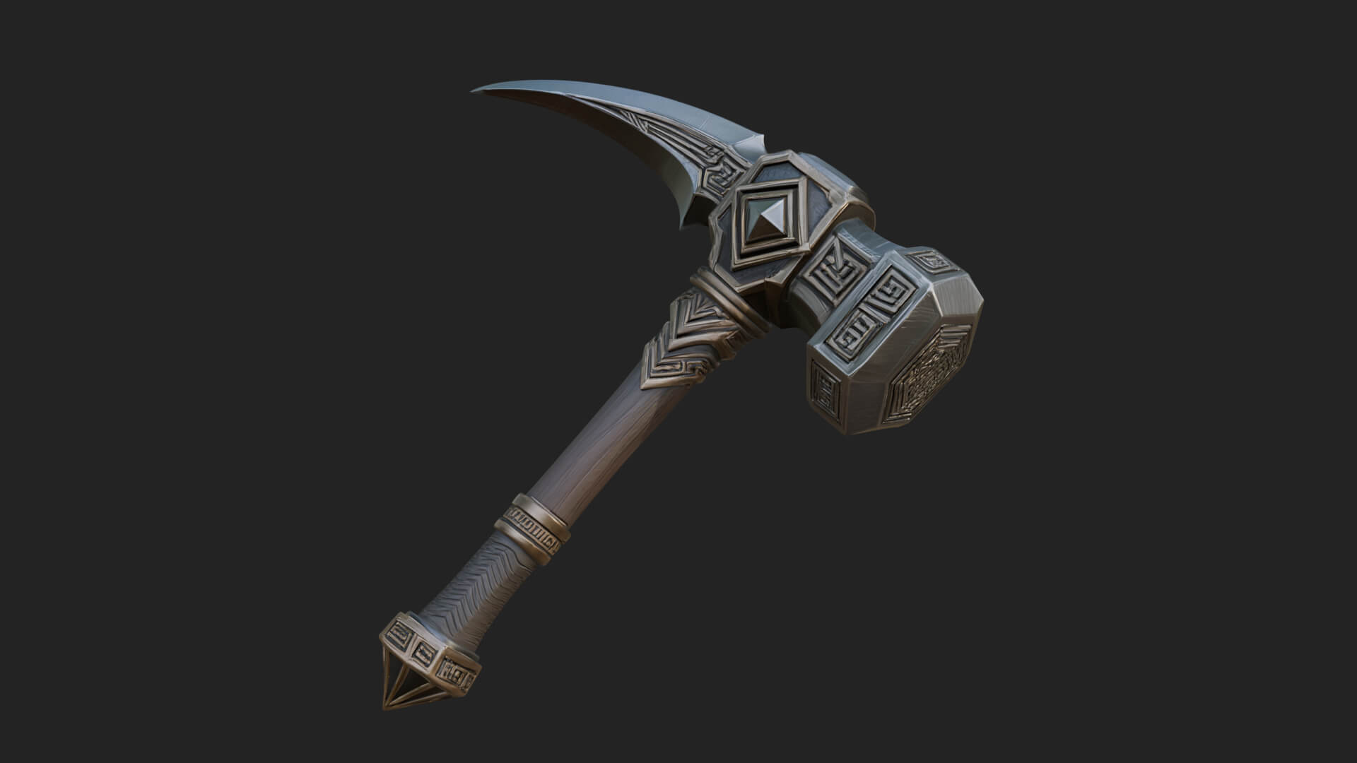 Dark Axe Head Staff Model Design 4 3D Print Model 3D Model