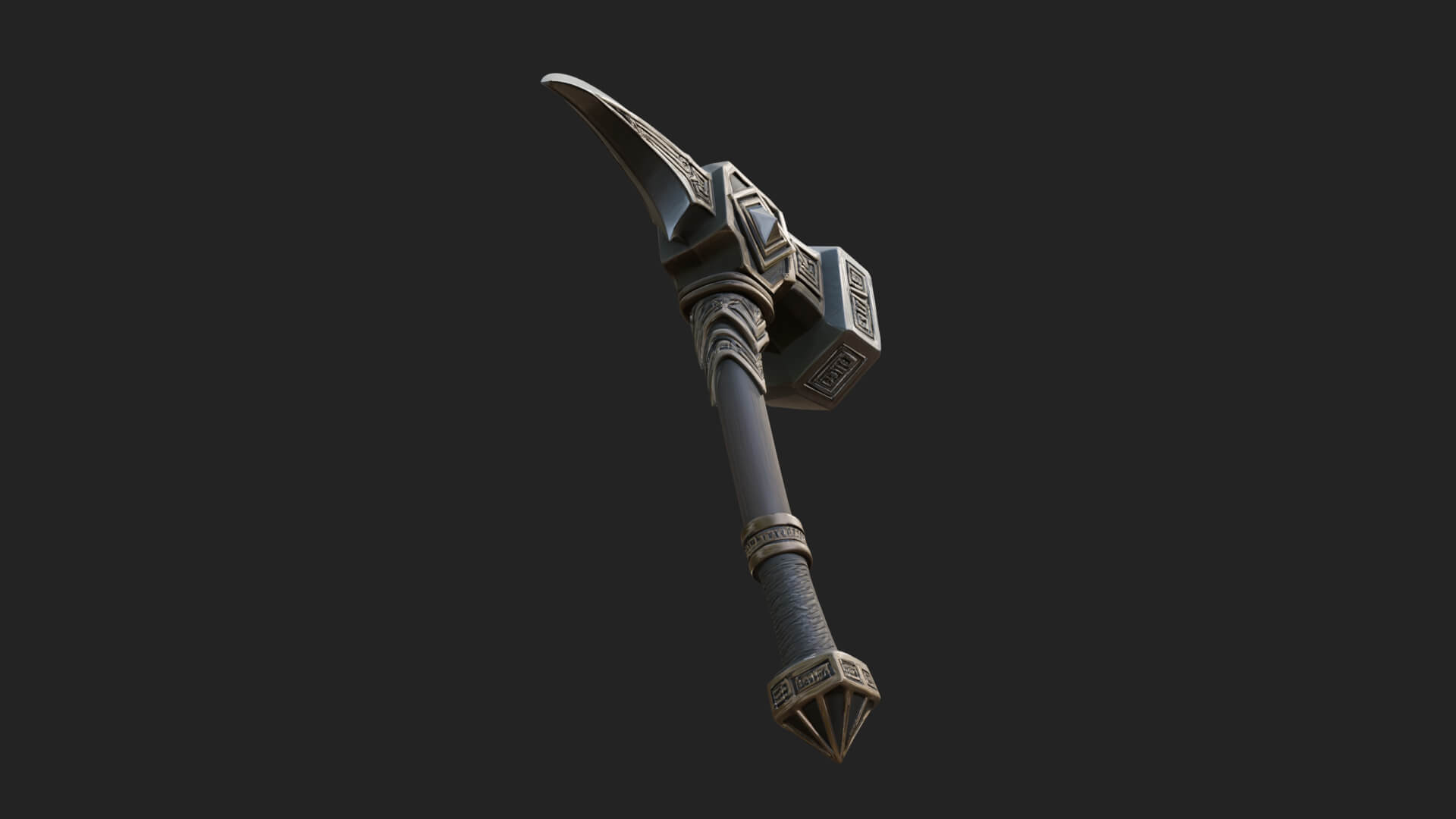 Dark Axe Head Staff Model Design 4 3D Print Model 3D Model