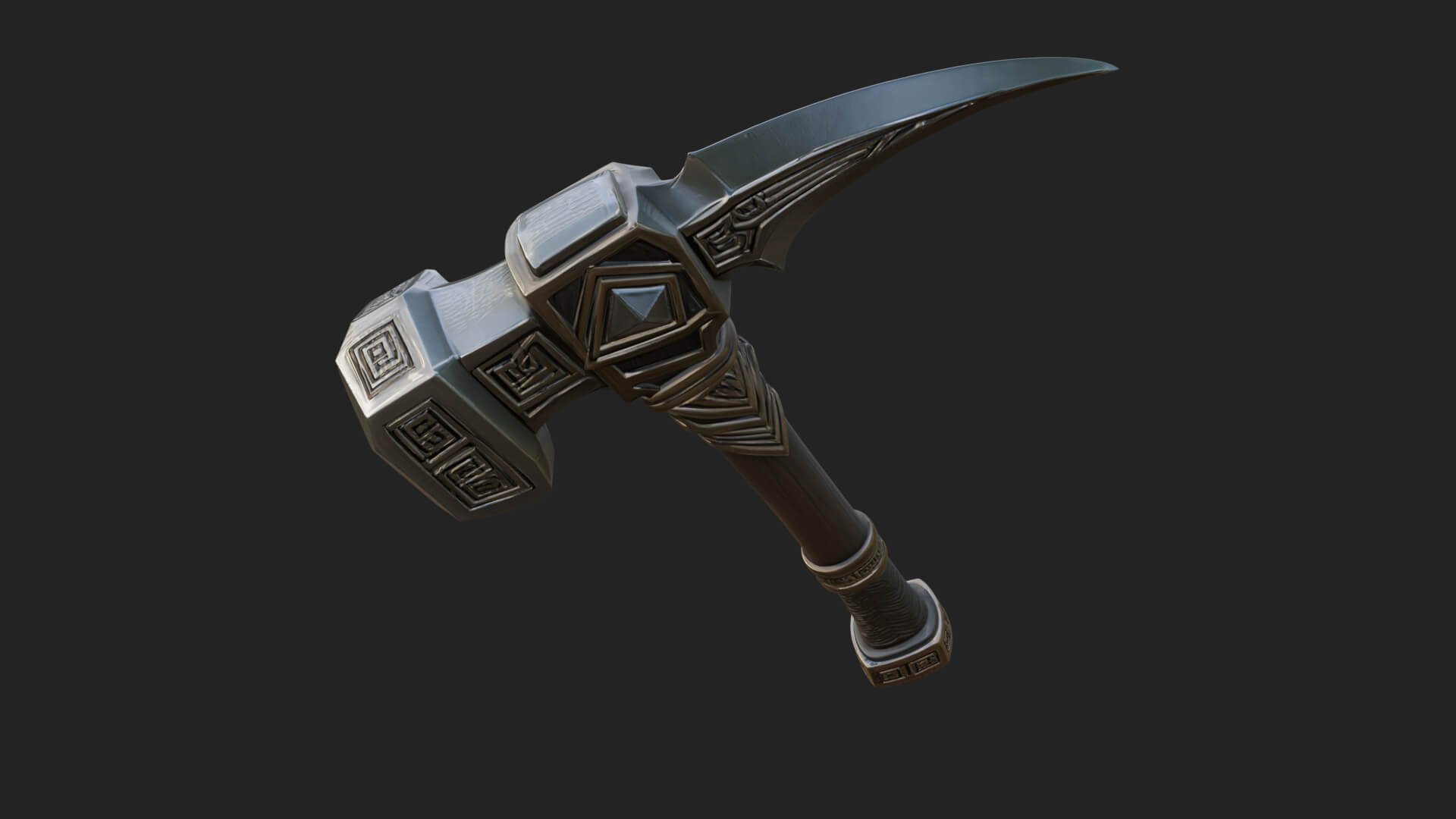 Dark Axe Head Staff Model Design 4 3D Print Model 3D Model