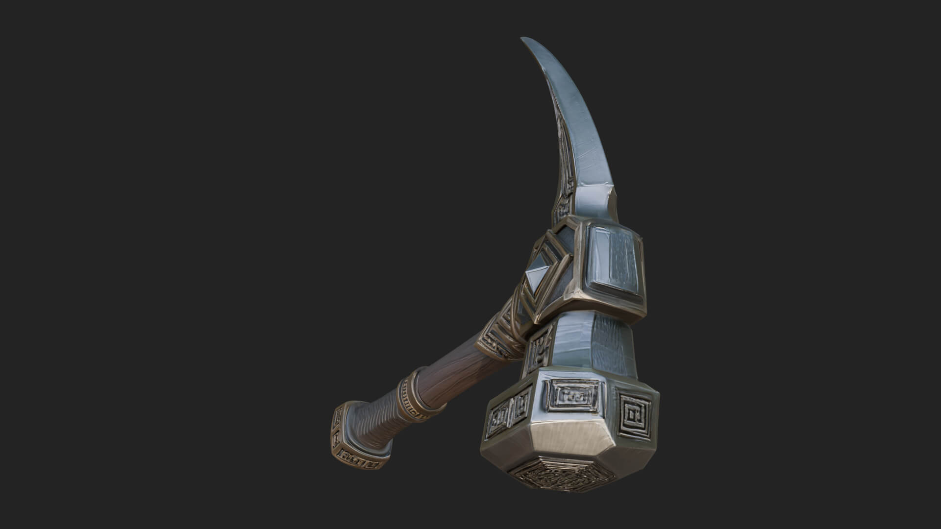 Dark Axe Head Staff Model Design 4 3D Print Model 3D Model
