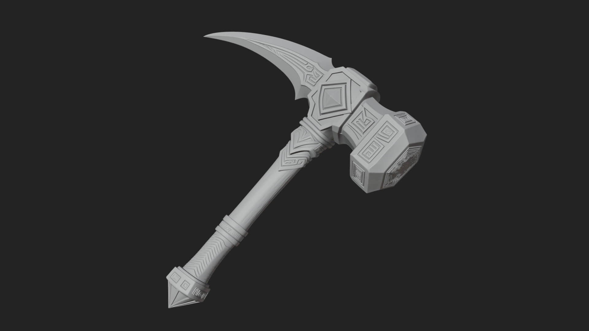 Dark Axe Head Staff Model Design 4 3D Print Model 3D Model