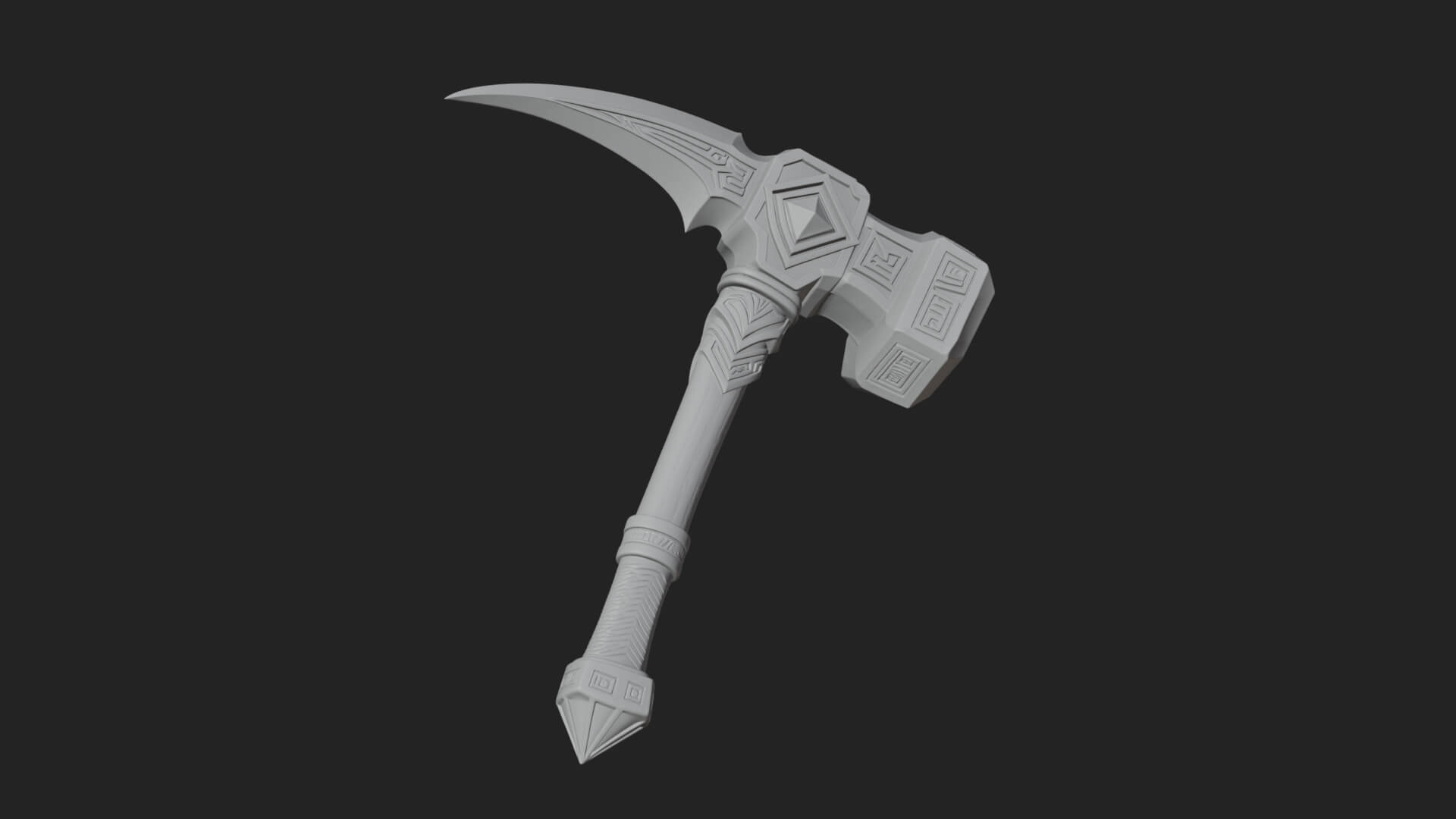 Dark Axe Head Staff Model Design 4 3D Print Model 3D Model