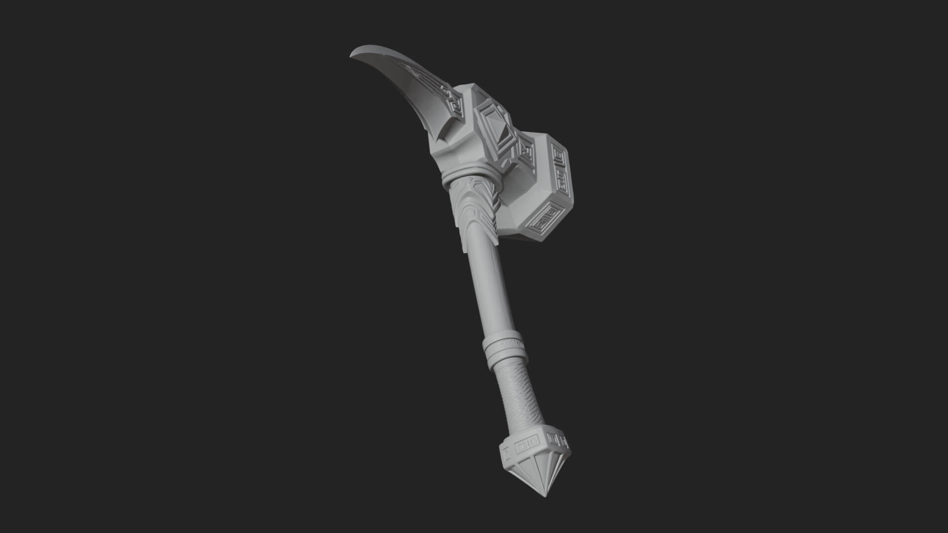 Dark Axe Head Staff Model Design 4 3D Print Model 3D Model