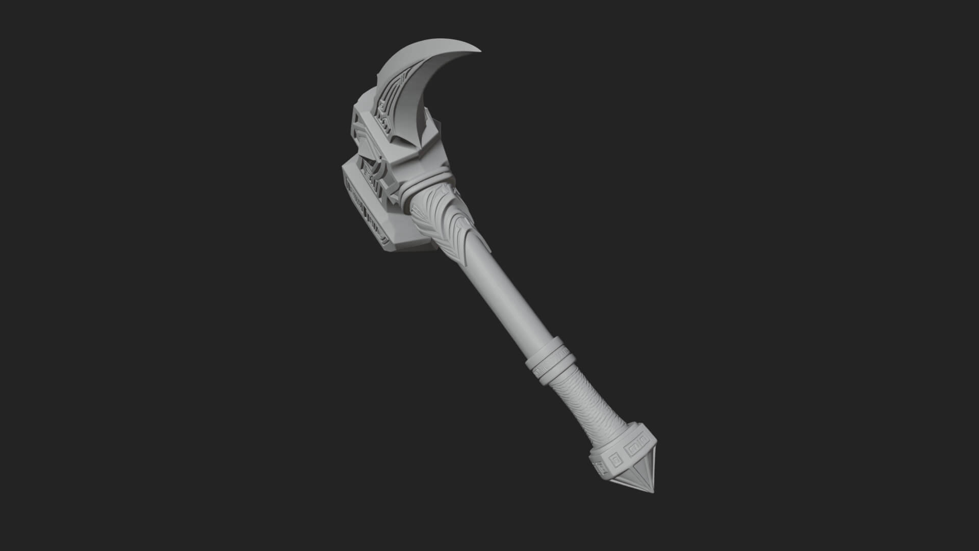 Dark Axe Head Staff Model Design 4 3D Print Model 3D Model