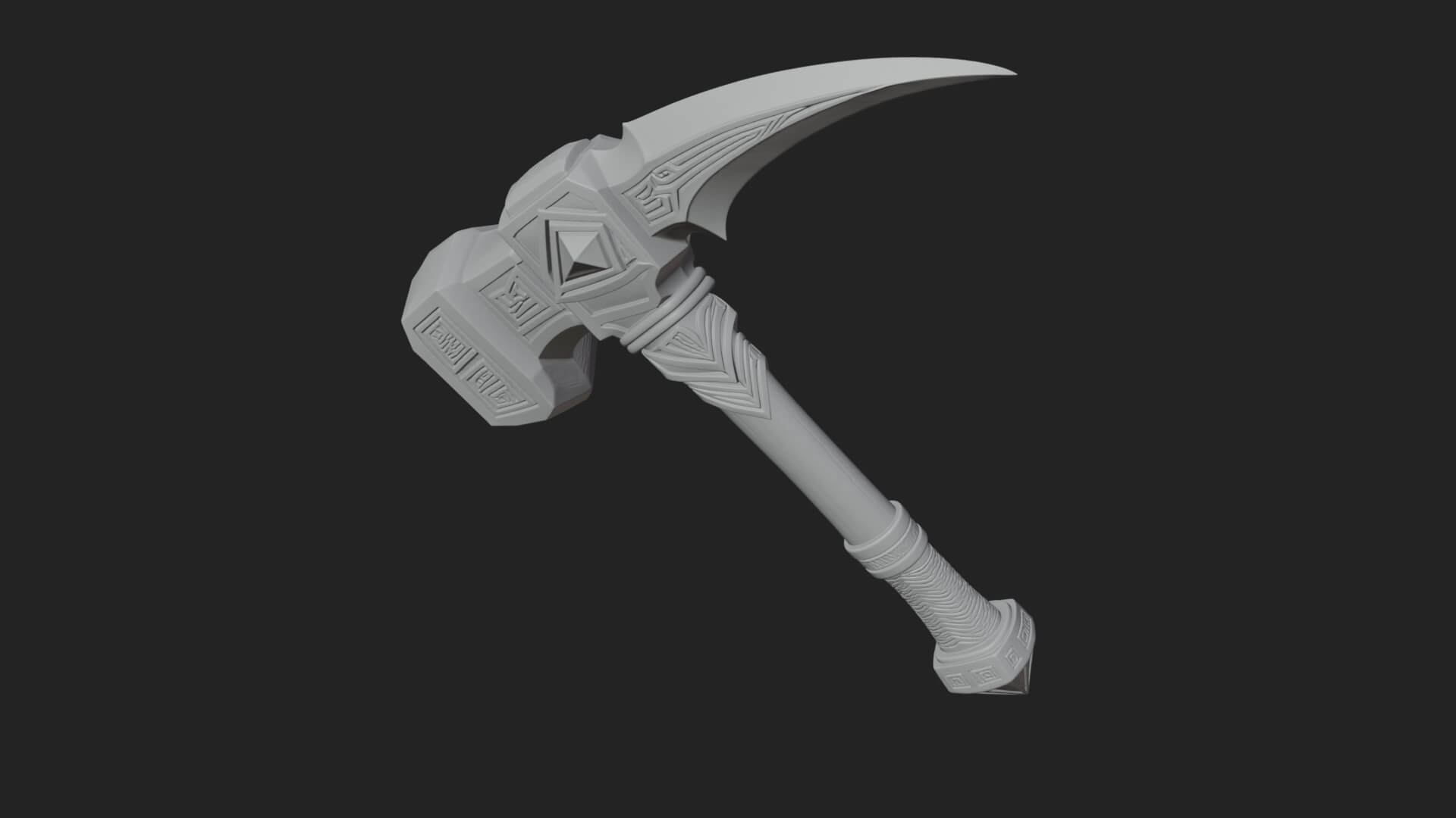 Dark Axe Head Staff Model Design 4 3D Print Model 3D Model