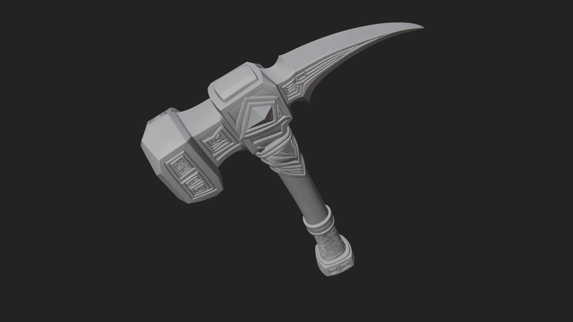 Dark Axe Head Staff Model Design 4 3D Print Model 3D Model