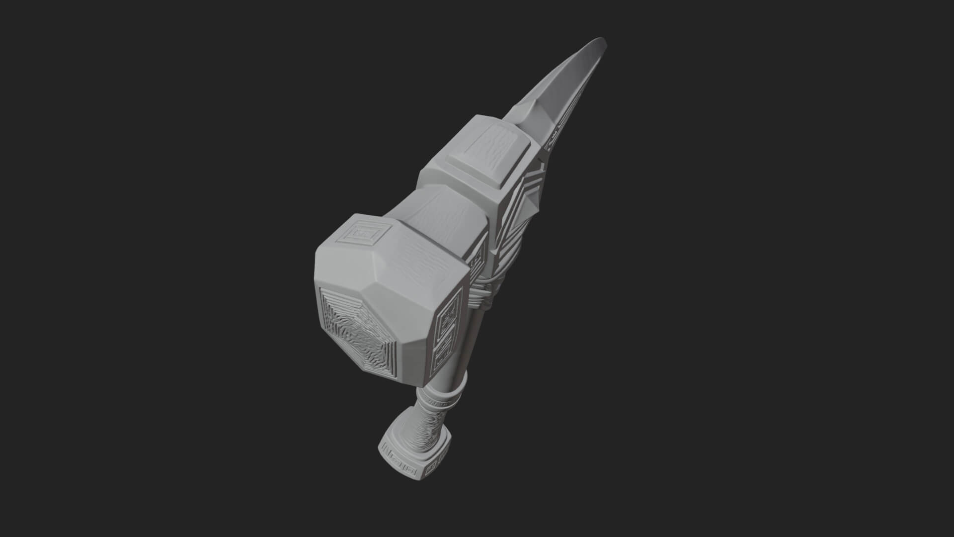 Dark Axe Head Staff Model Design 4 3D Print Model 3D Model