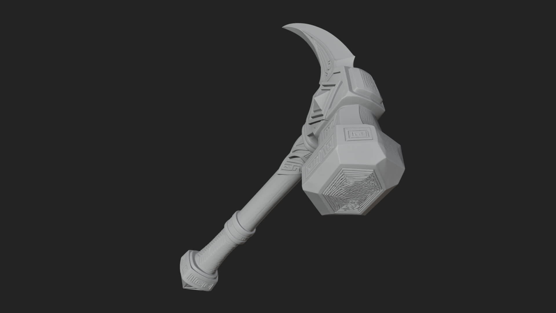 Dark Axe Head Staff Model Design 4 3D Print Model 3D Model