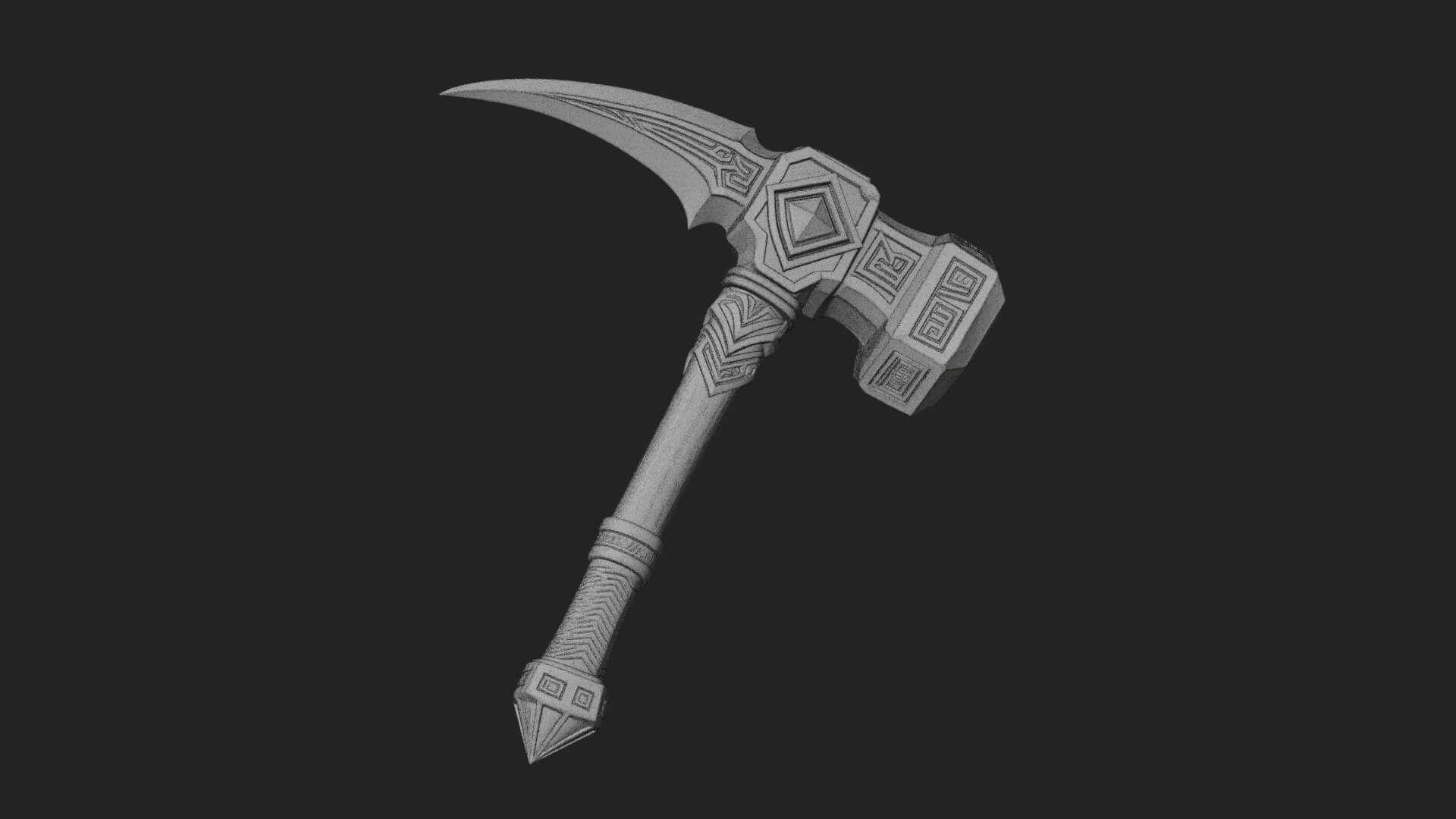 Dark Axe Head Staff Model Design 4 3D Print Model 3D Model