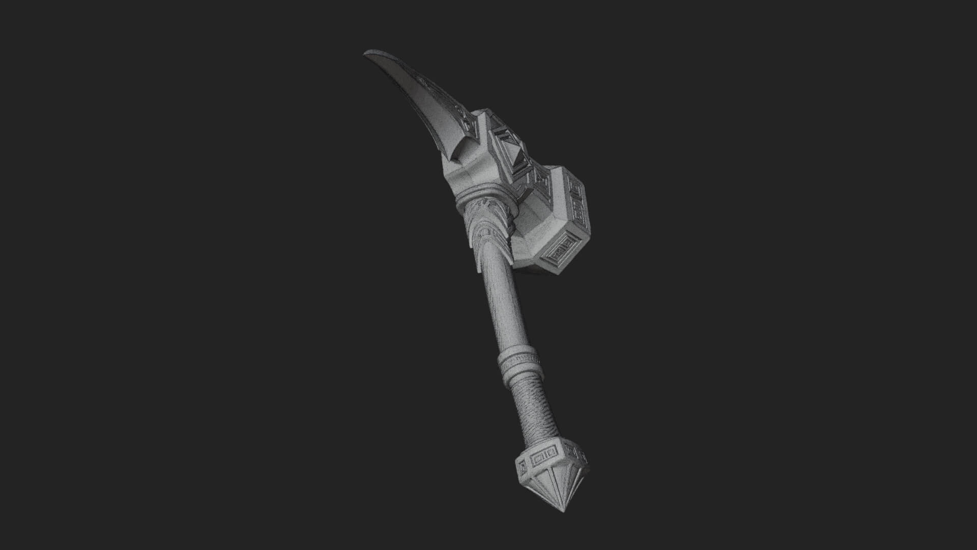 Dark Axe Head Staff Model Design 4 3D Print Model 3D Model