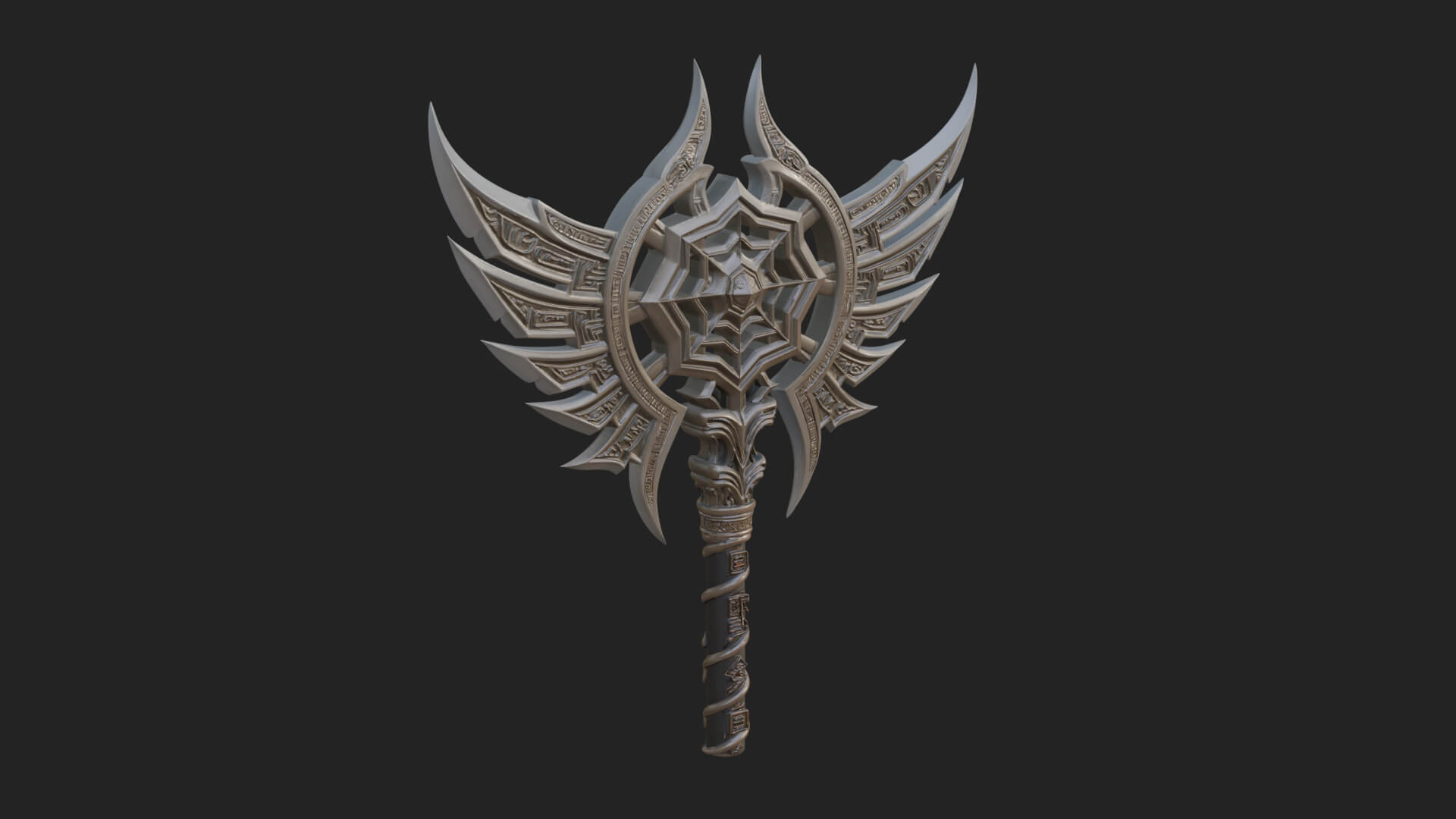 Dark Axe Head Staff Model Design 5 3D Print Model 3D Model