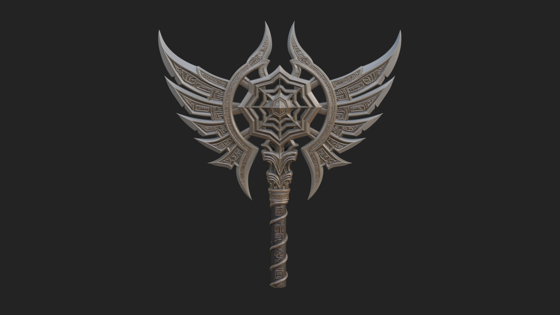 Dark Axe Head Staff Model Design 5 3D Print Model 3D Model