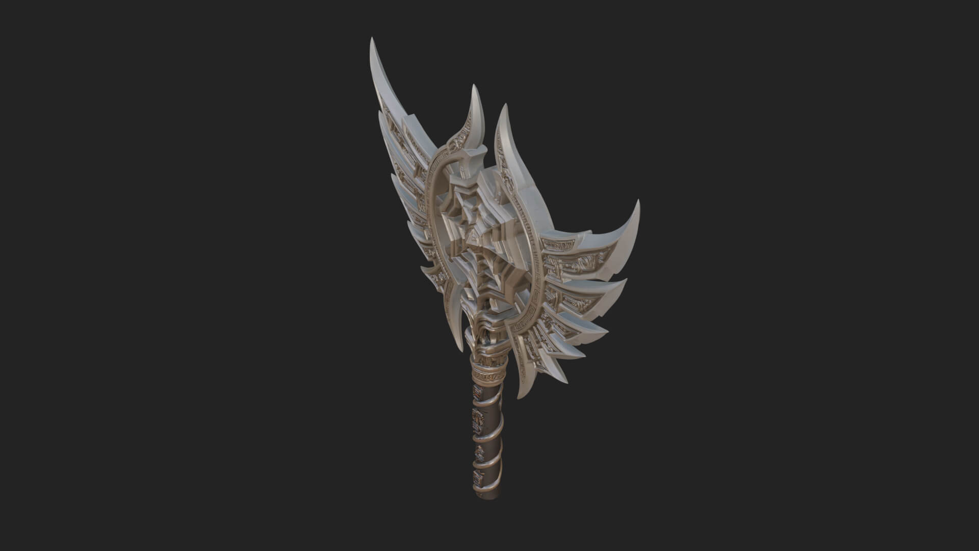 Dark Axe Head Staff Model Design 5 3D Print Model 3D Model