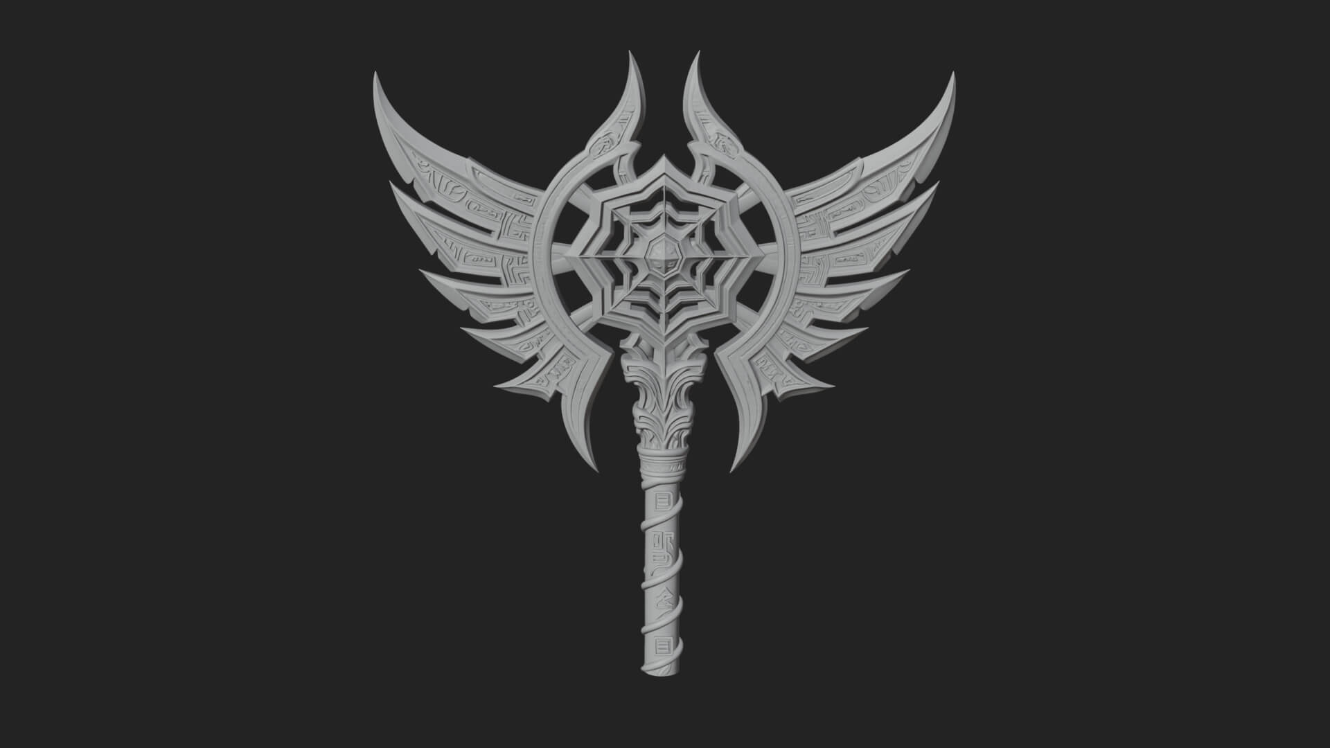 Dark Axe Head Staff Model Design 5 3D Print Model 3D Model