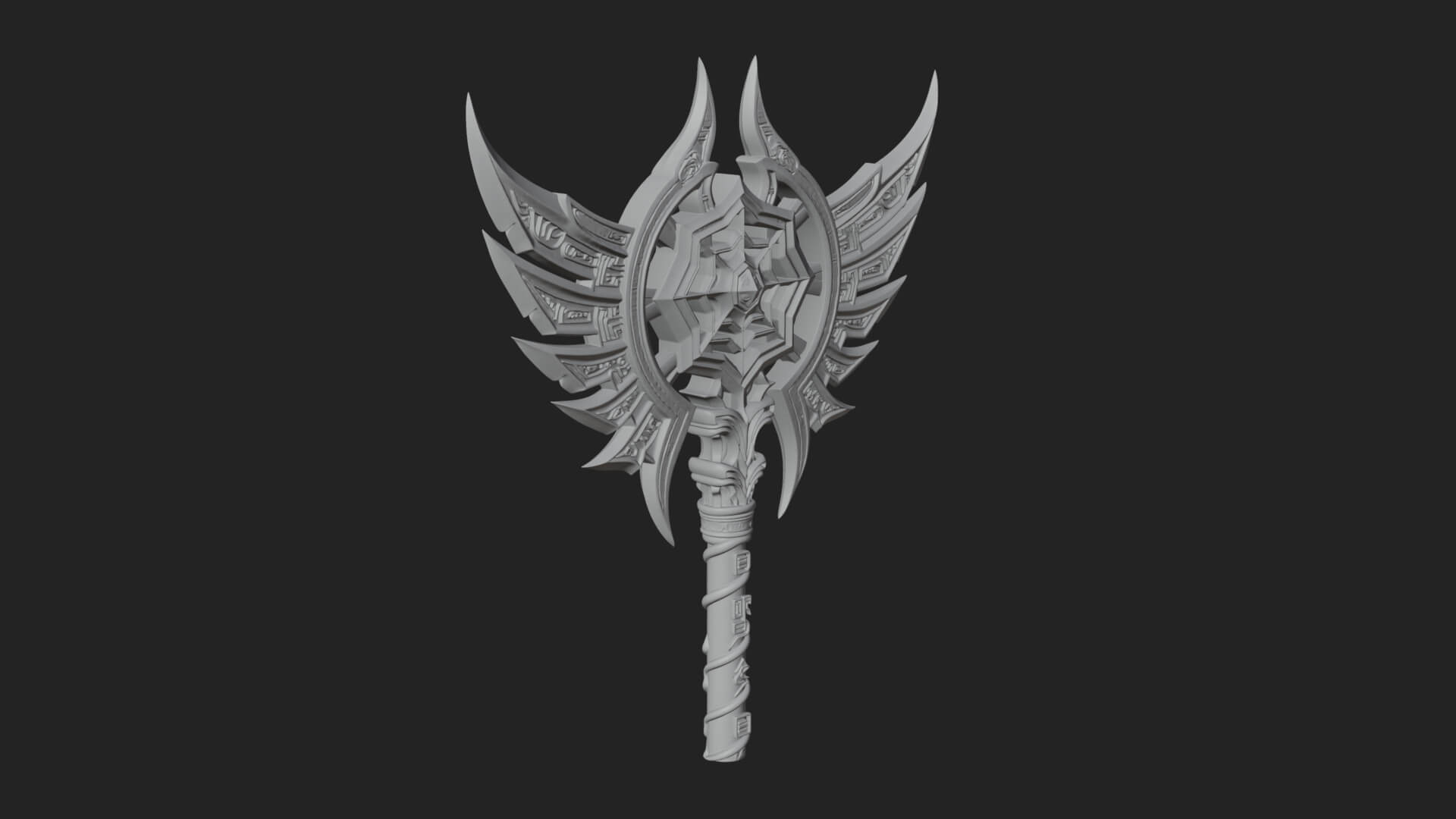 Dark Axe Head Staff Model Design 5 3D Print Model 3D Model