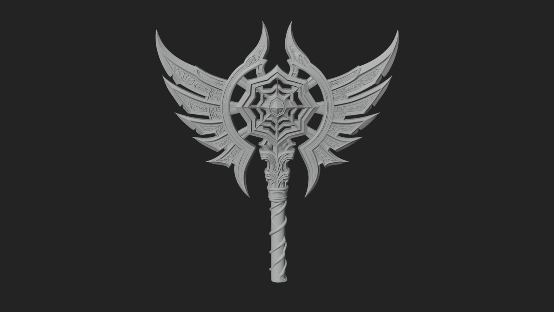 Dark Axe Head Staff Model Design 5 3D Print Model 3D Model