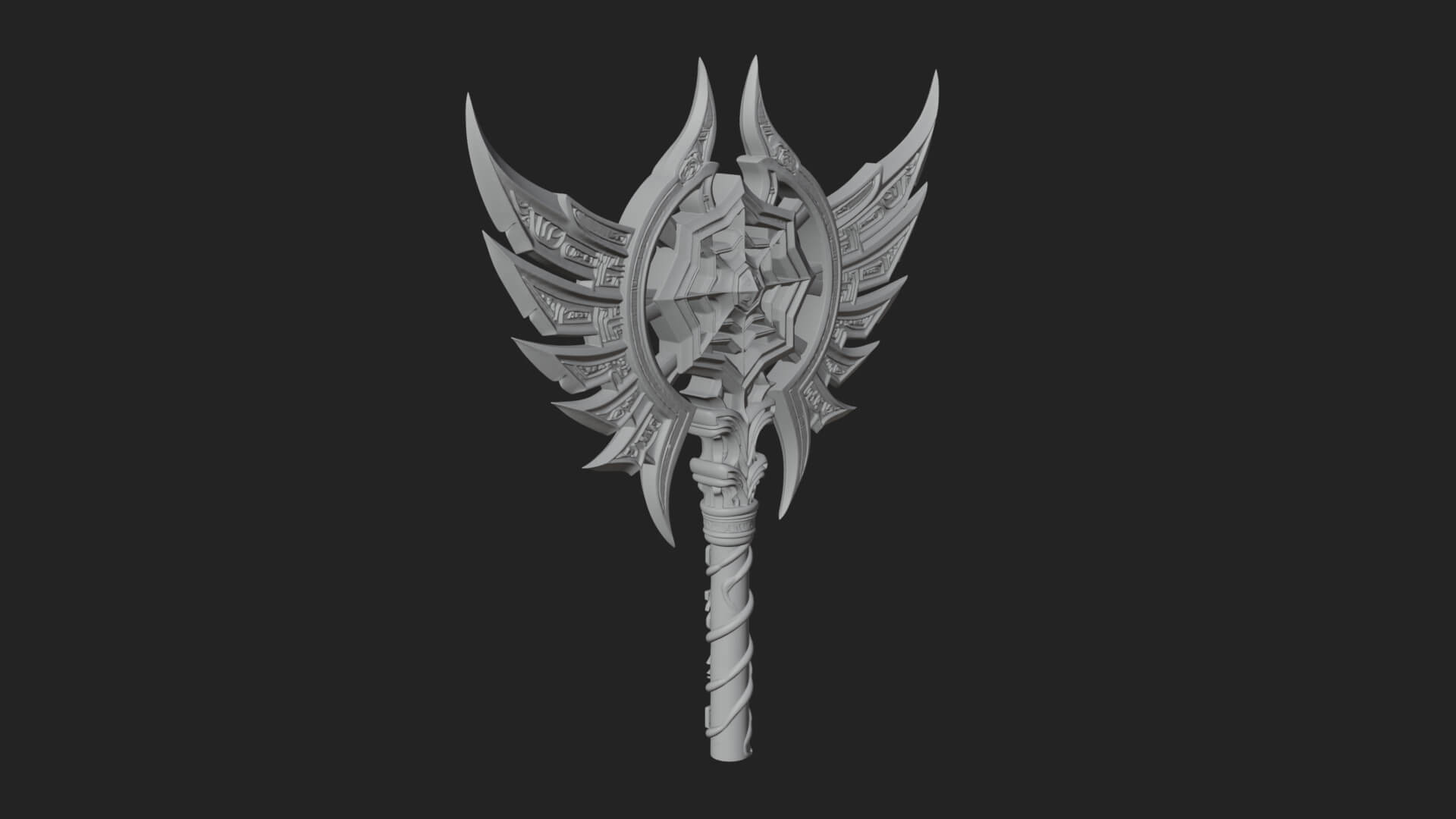 Dark Axe Head Staff Model Design 5 3D Print Model 3D Model