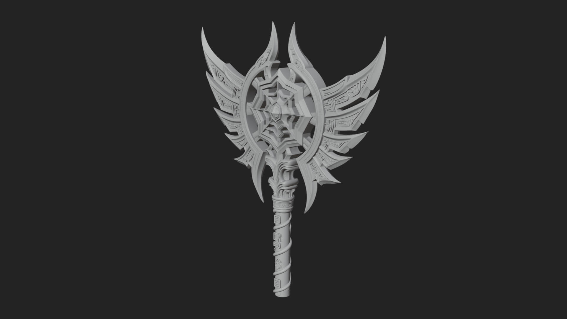 Dark Axe Head Staff Model Design 5 3D Print Model 3D Model