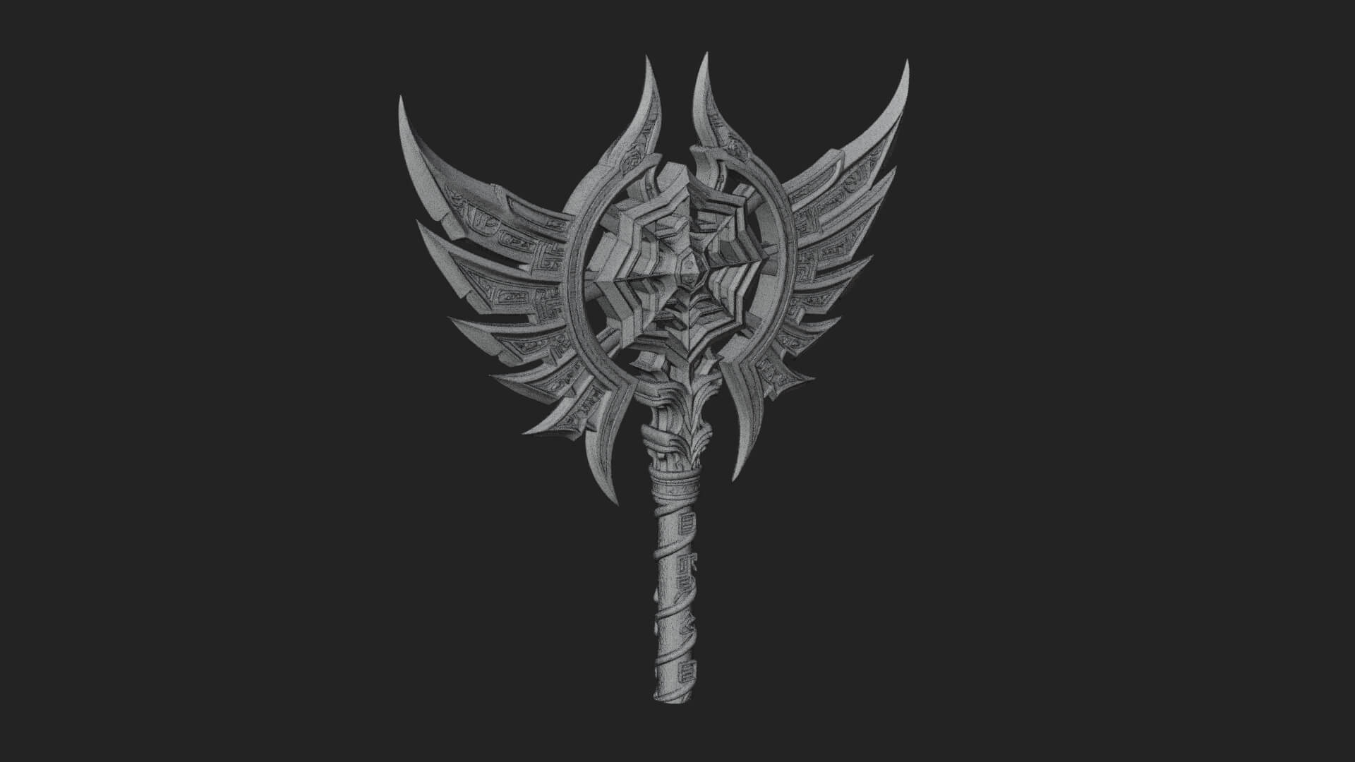 Dark Axe Head Staff Model Design 5 3D Print Model 3D Model