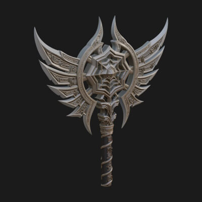 Dark Axe Head Staff Model Design 5 3D Print Model