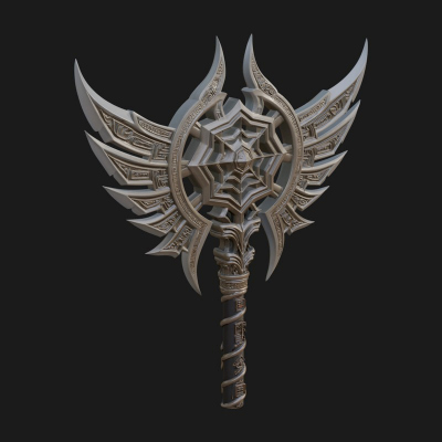 Dark Axe Head Staff Model Design 5 3D Print Model