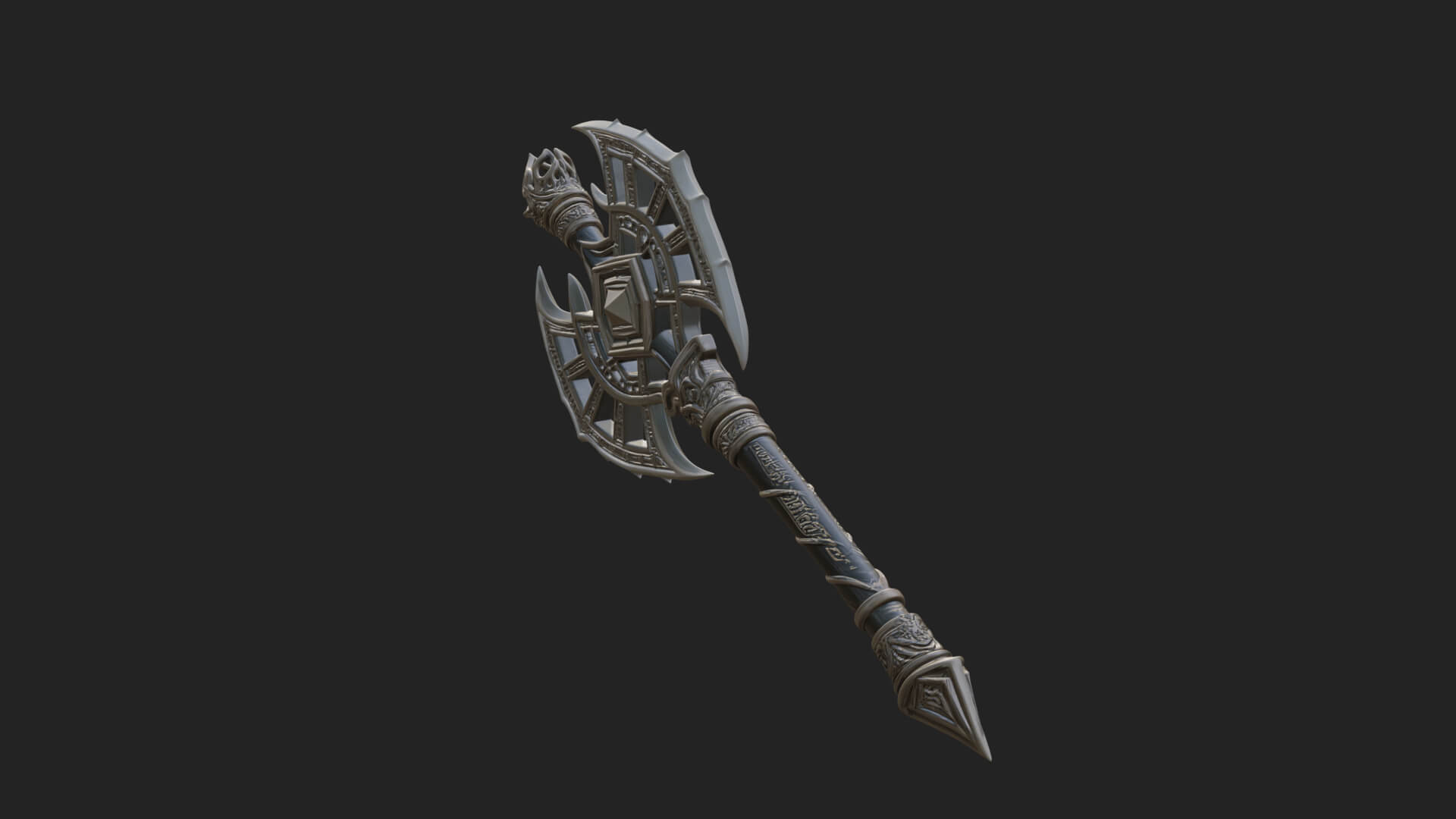 Dark Axe Head Staff Model Design 6 3D Print Model 3D Model