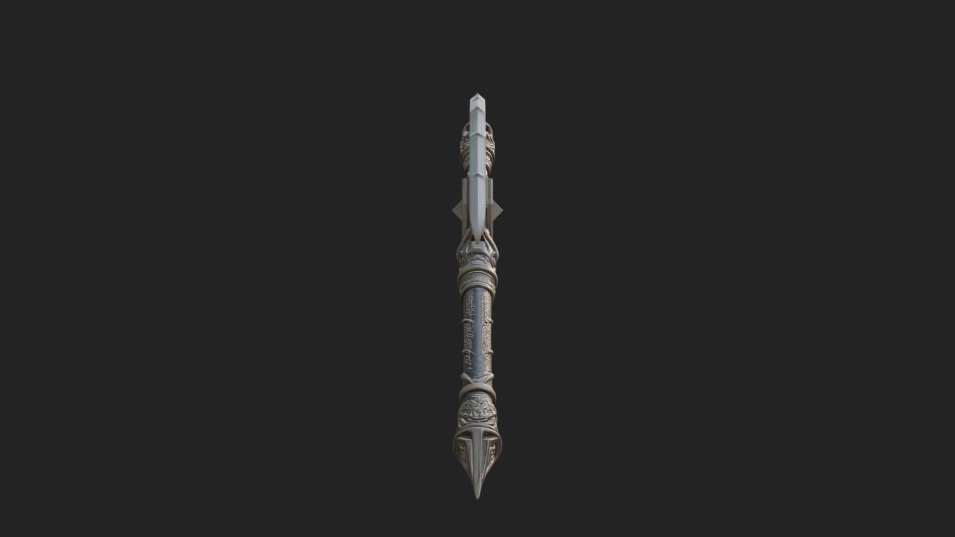 Dark Axe Head Staff Model Design 6 3D Print Model 3D Model