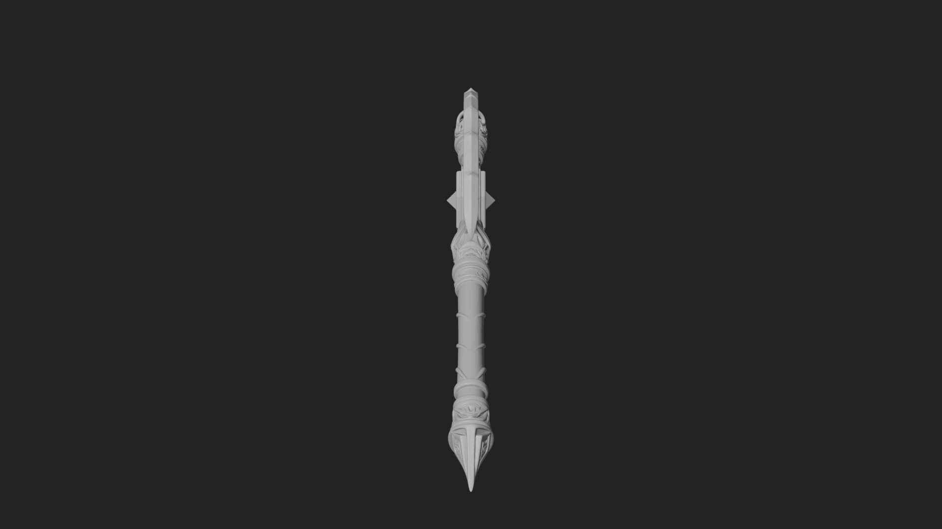 Dark Axe Head Staff Model Design 6 3D Print Model 3D Model