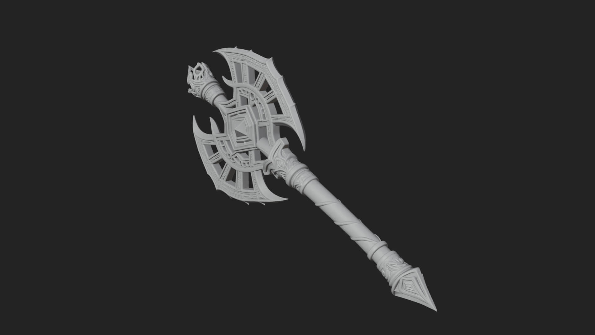 Dark Axe Head Staff Model Design 6 3D Print Model 3D Model