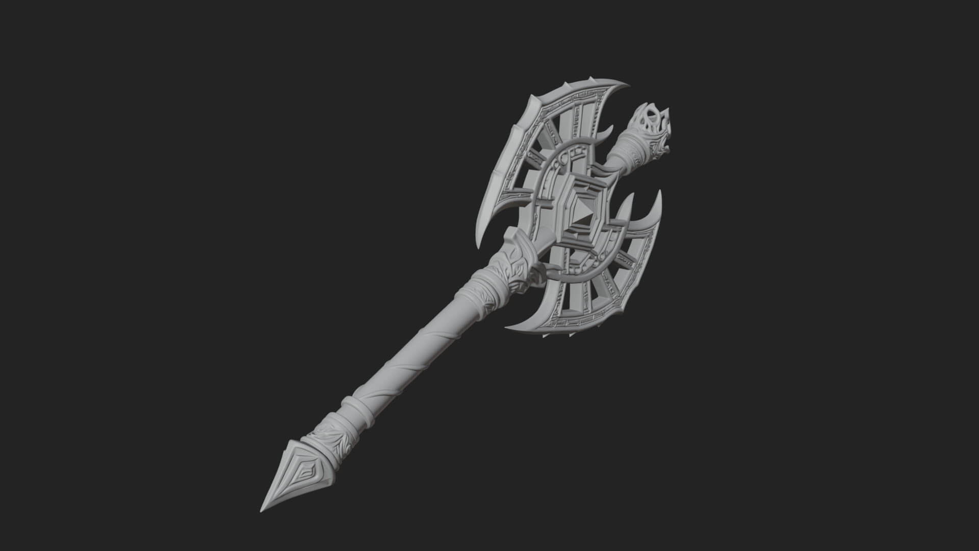 Dark Axe Head Staff Model Design 6 3D Print Model 3D Model