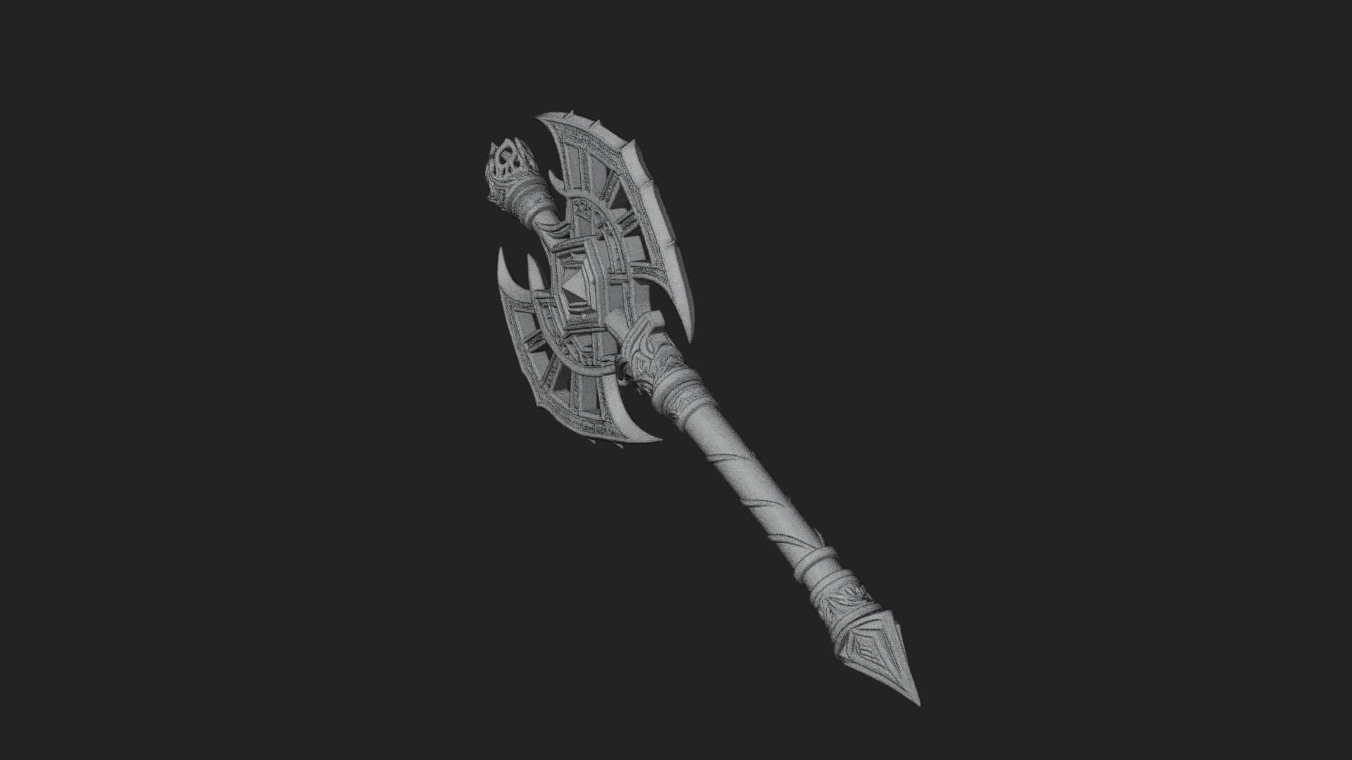 Dark Axe Head Staff Model Design 6 3D Print Model 3D Model